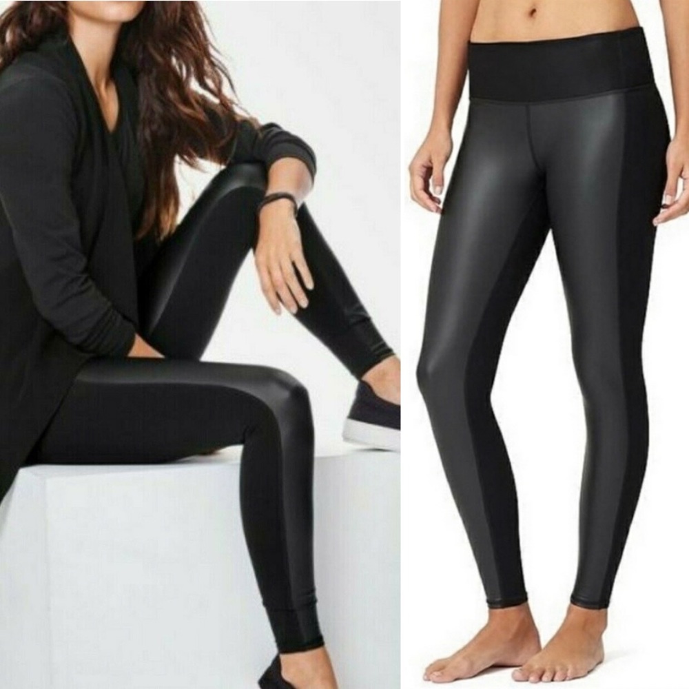 Athleta Gleam faux leather panel leggings small